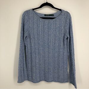 LRL Blue Soft Cable Knit Sweater Womens Large‎